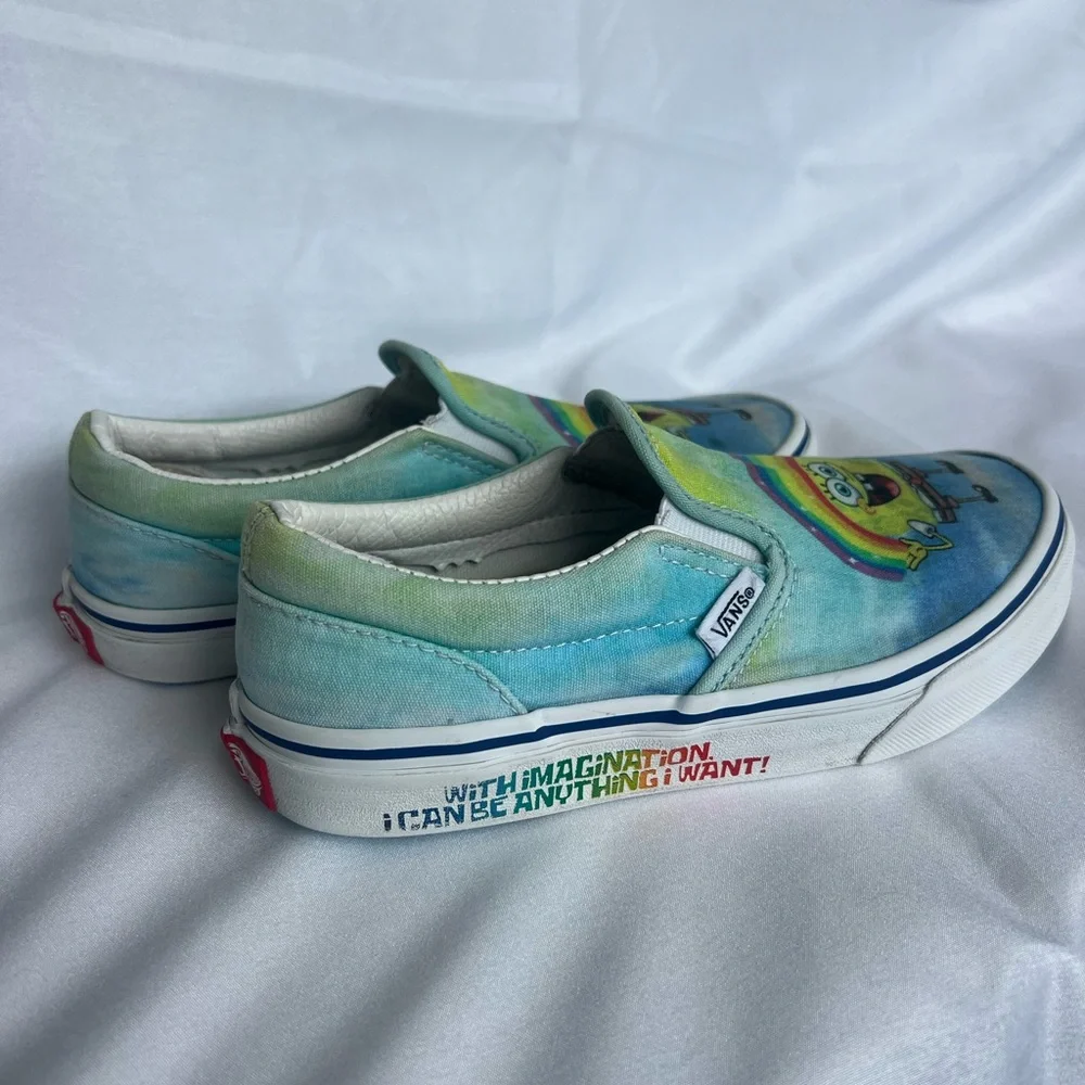 Vans Kids' Sponge Bob Square Pants    Slip-On Sneakers Size 3 Blue and Yellow - Picture 7 of 15